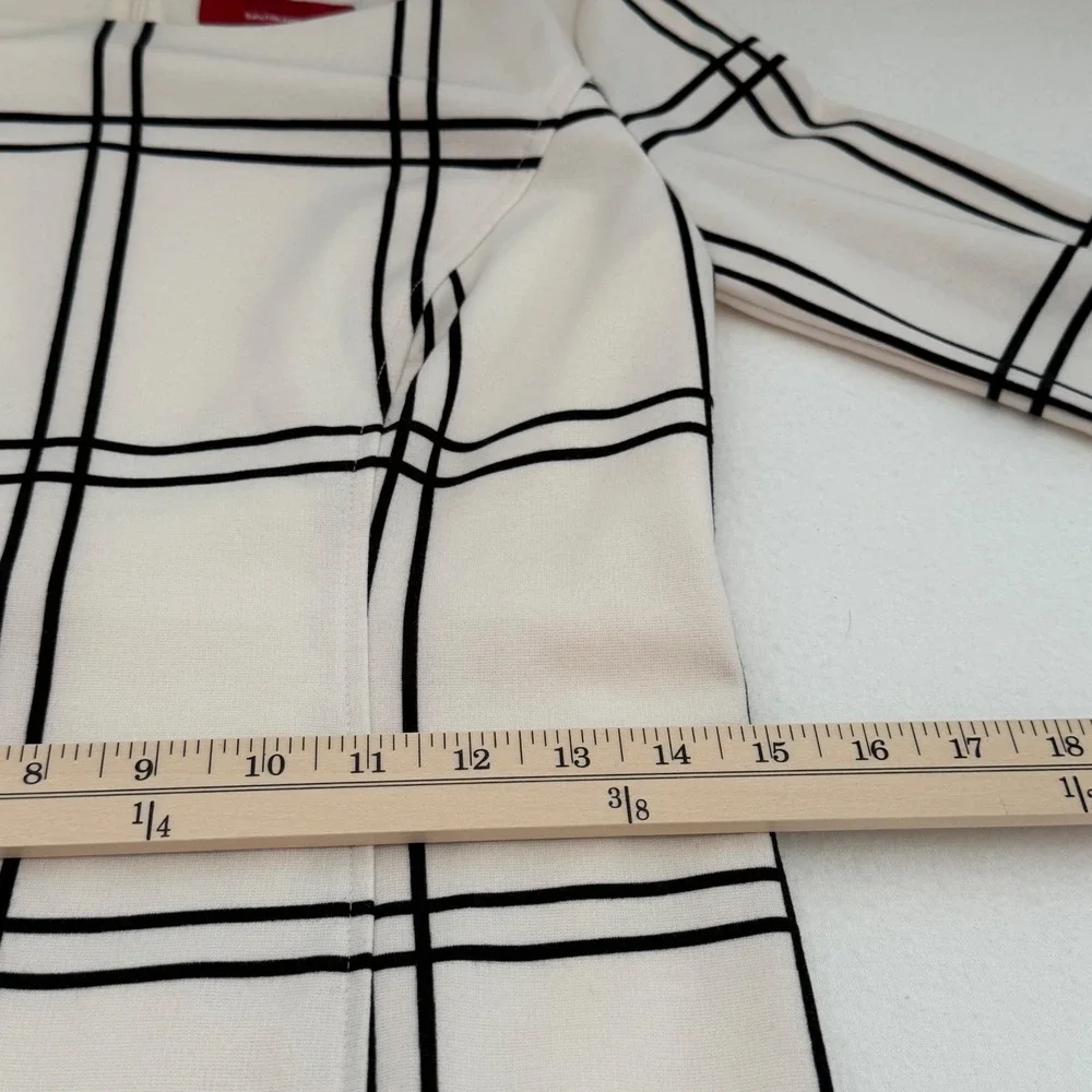 RED Saks Fifth Ave Mini Dress Drop Waist Cream Black Retro 60s Preppy Parisian 2